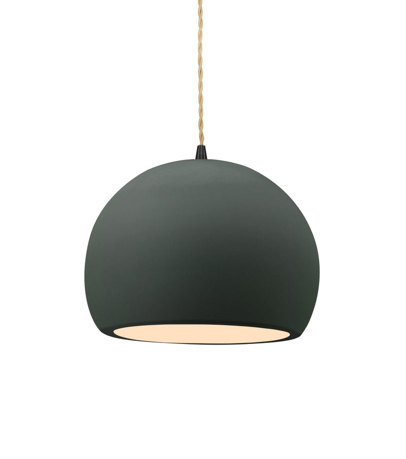 Justice Designs CER-6530-PWGN-MBLK-BEIG-TWST One Light Pendant, Pewter Green
