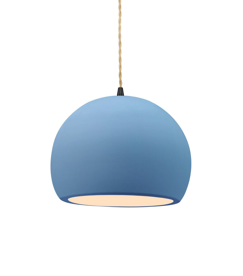 Justice Designs CER-6530-SKBL-MBLK-BEIG-TWST One Light Pendant, Sky Blue