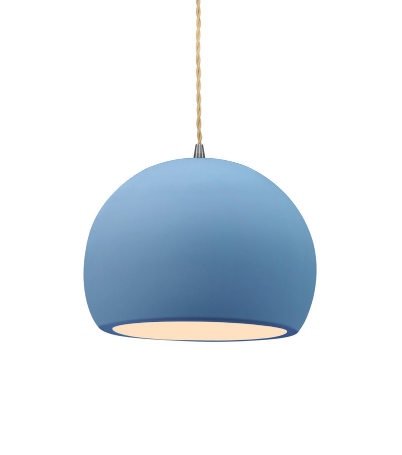Justice Designs CER-6530-SKBL-NCKL-BEIG-TWST One Light Pendant, Sky Blue