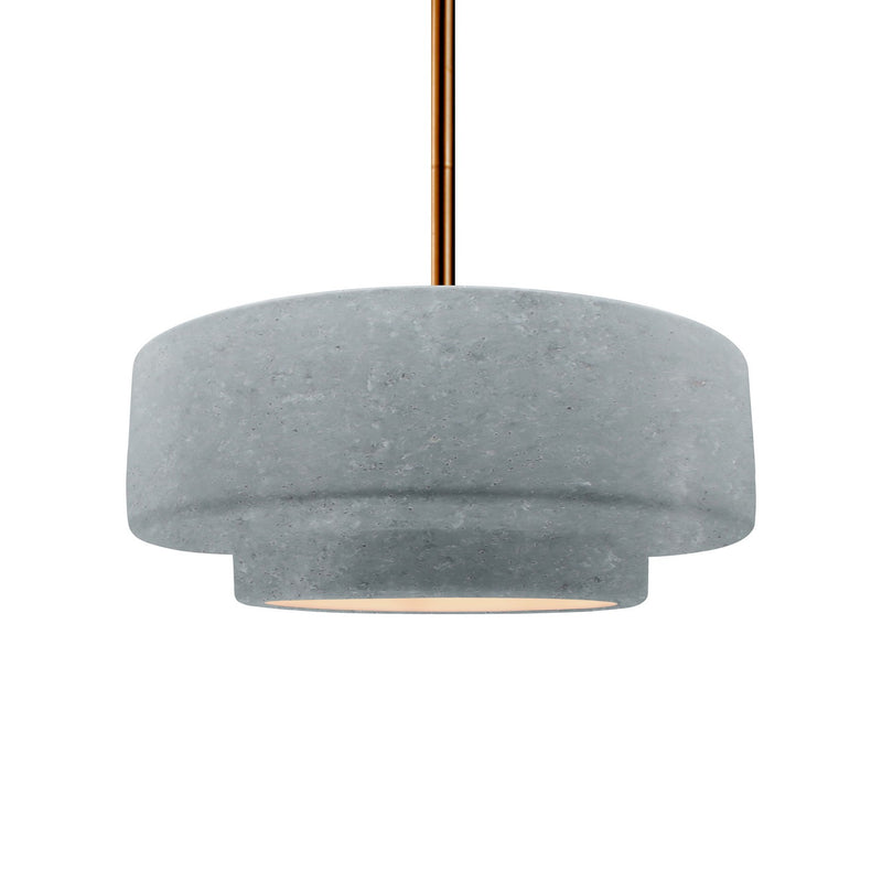 Justice Designs CER-6543-CONC-BRSS-RIGID One Light Pendant, Concrete