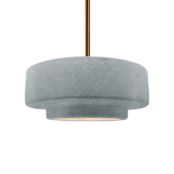 Justice Designs CER-6543-CONC-BRSS-RIGID One Light Pendant, Concrete