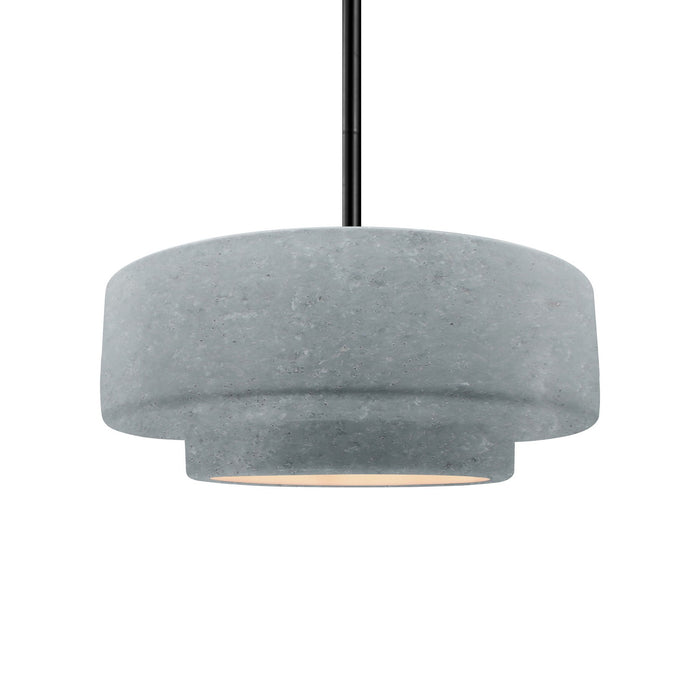 Justice Designs CER-6543-CONC-MBLK-RIGID One Light Pendant, Concrete