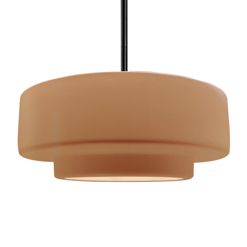 Justice Designs CER-6545-ADOB-MBLK-RIGID One Light Pendant, Adobe