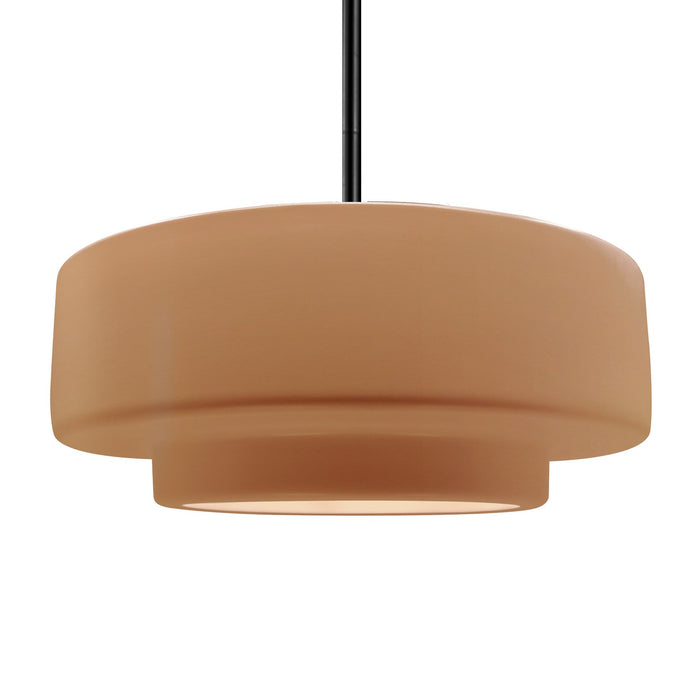 Justice Designs CER-6545-ADOB-MBLK-RIGID One Light Pendant, Adobe