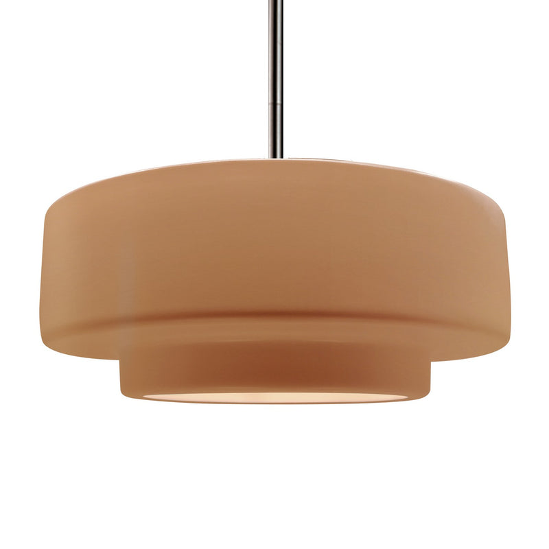 Justice Designs CER-6545-ADOB-NCKL-RIGID One Light Pendant, Adobe