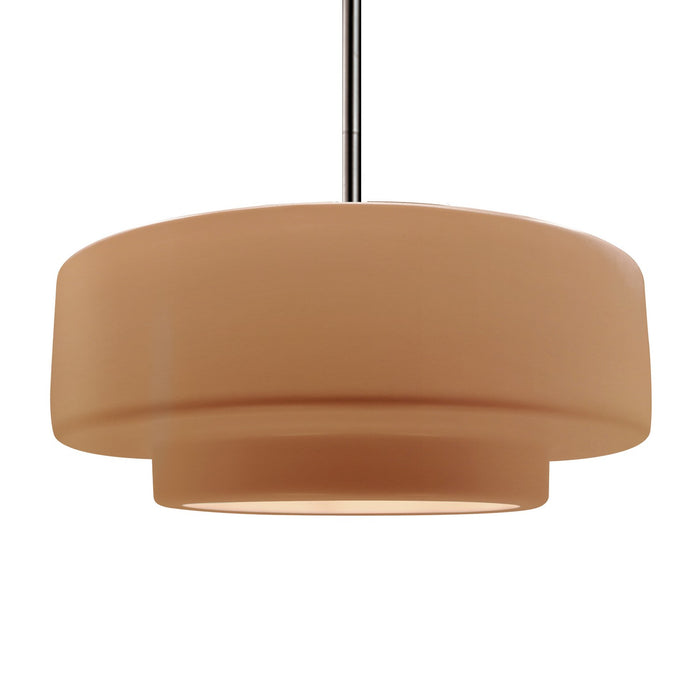 Justice Designs CER-6545-ADOB-NCKL-RIGID One Light Pendant, Adobe