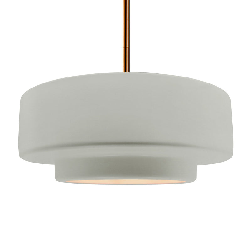 Justice Designs CER-6545-BIS-BRSS-RIGID One Light Pendant, Bisque