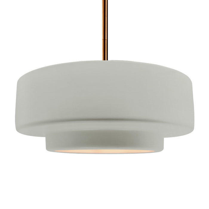 Justice Designs CER-6545-BIS-BRSS-RIGID One Light Pendant, Bisque