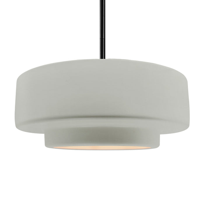 Justice Designs CER-6545-BIS-MBLK-RIGID One Light Pendant, Bisque