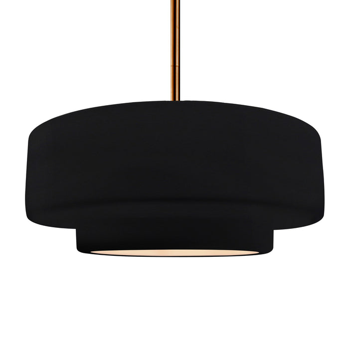 Justice Designs CER-6545-BKMT-BRSS-RIGID One Light Pendant, Gloss Black w/ Matte White