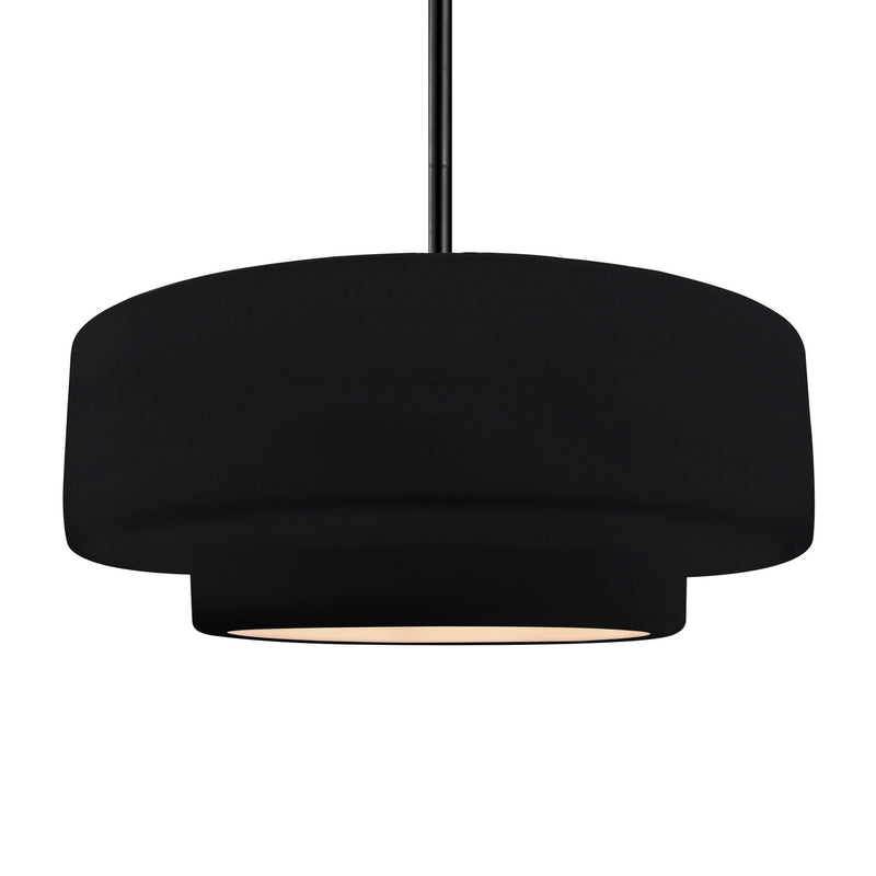 Justice Designs CER-6545-BKMT-MBLK-RIGID One Light Pendant, Gloss Black w/ Matte White