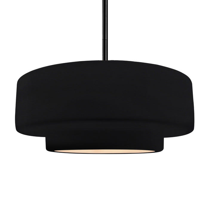 Justice Designs CER-6545-BLK-MBLK-RIGID One Light Pendant, Gloss Black