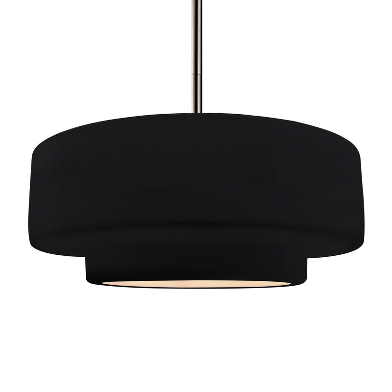 Justice Designs CER-6545-BLK-NCKL-RIGID One Light Pendant, Gloss Black