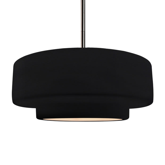 Justice Designs CER-6545-BLK-NCKL-RIGID One Light Pendant, Gloss Black