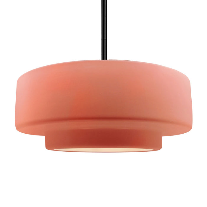 Justice Designs CER-6545-BSH-MBLK-RIGID One Light Pendant, Gloss Blush