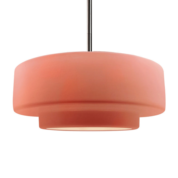 Justice Designs CER-6545-BSH-NCKL-RIGID One Light Pendant, Gloss Blush