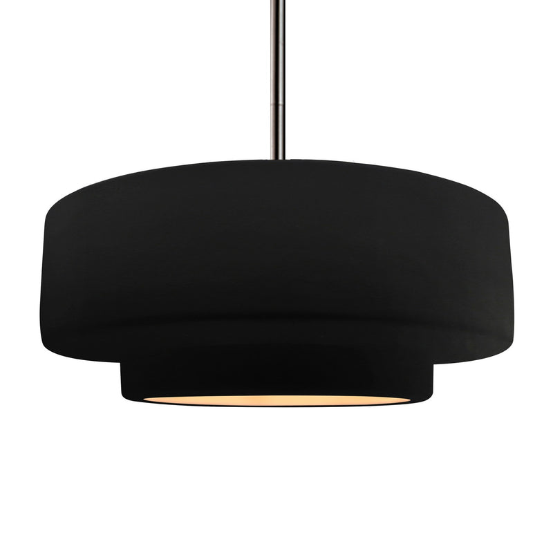 Justice Designs CER-6545-CBGD-NCKL-RIGID One Light Pendant, Carbon Matte Black w/ Champagne Gold