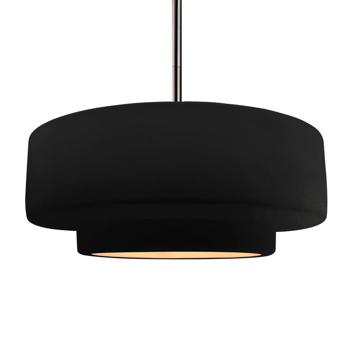 Justice Designs CER-6545-CBGD-NCKL-RIGID One Light Pendant, Carbon Matte Black w/ Champagne Gold