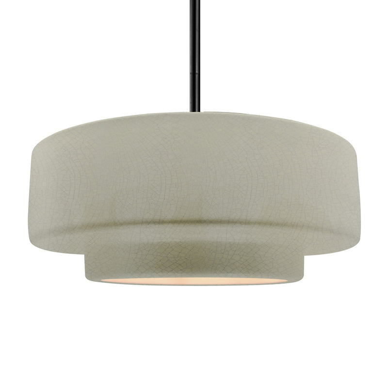 Justice Designs CER-6545-CKC-MBLK-RIGID One Light Pendant, Celadon Green Crackle
