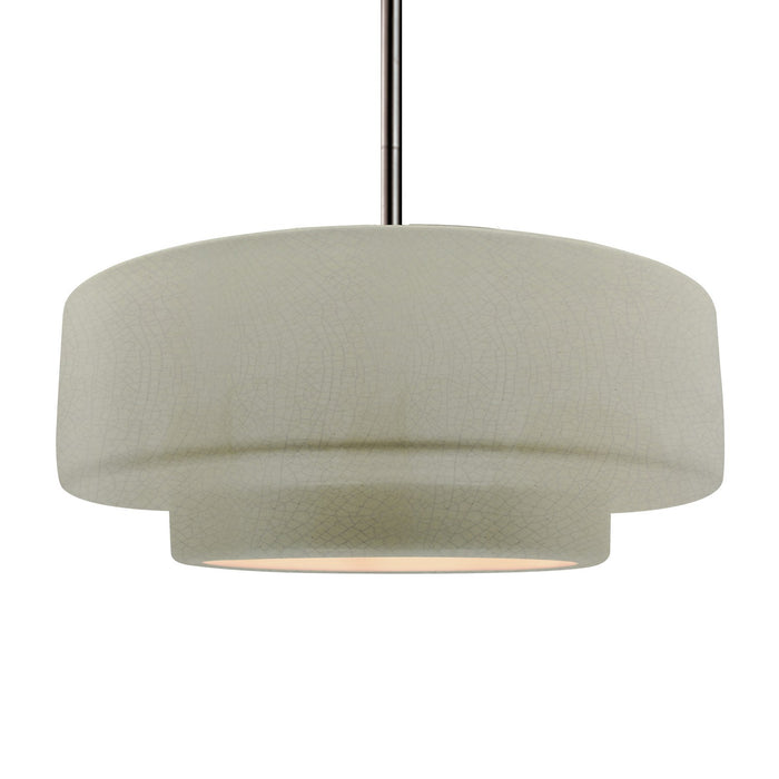 Justice Designs CER-6545-CKC-NCKL-RIGID One Light Pendant, Celadon Green Crackle