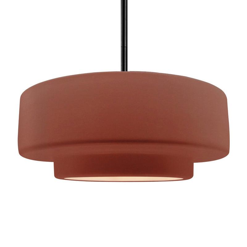 Justice Designs CER-6545-CLAY-MBLK-RIGID One Light Pendant, Canyon Clay
