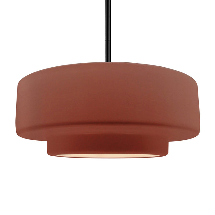 Justice Designs CER-6545-CLAY-MBLK-RIGID One Light Pendant, Canyon Clay