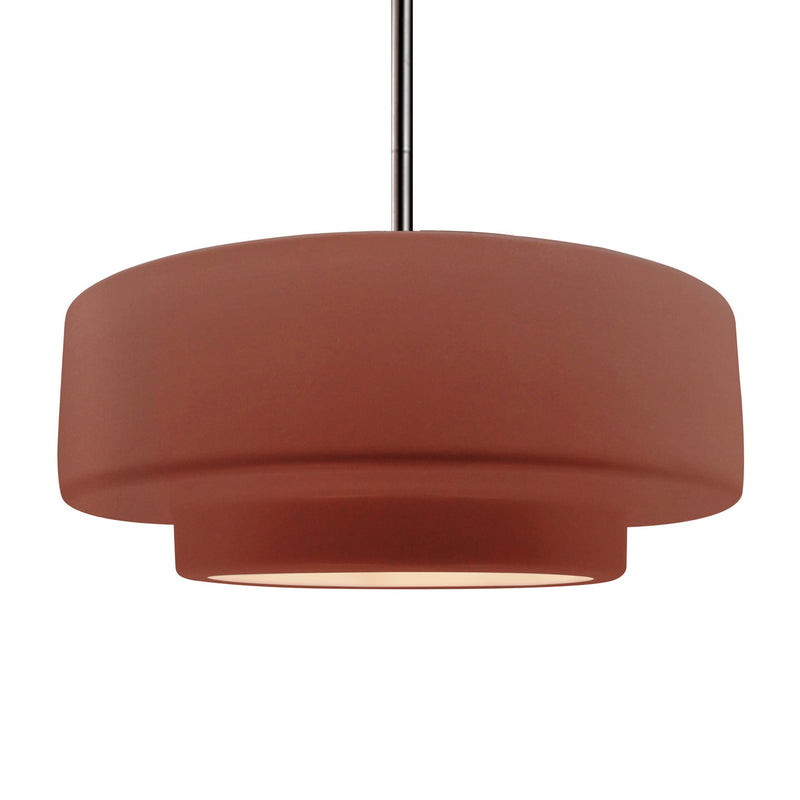 Justice Designs CER-6545-CLAY-NCKL-RIGID One Light Pendant, Canyon Clay