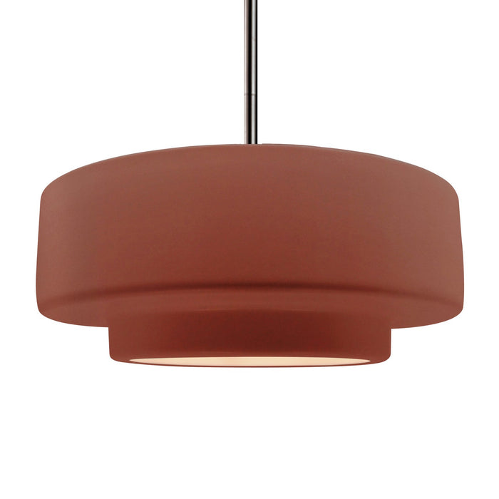 Justice Designs CER-6545-CLAY-NCKL-RIGID One Light Pendant, Canyon Clay