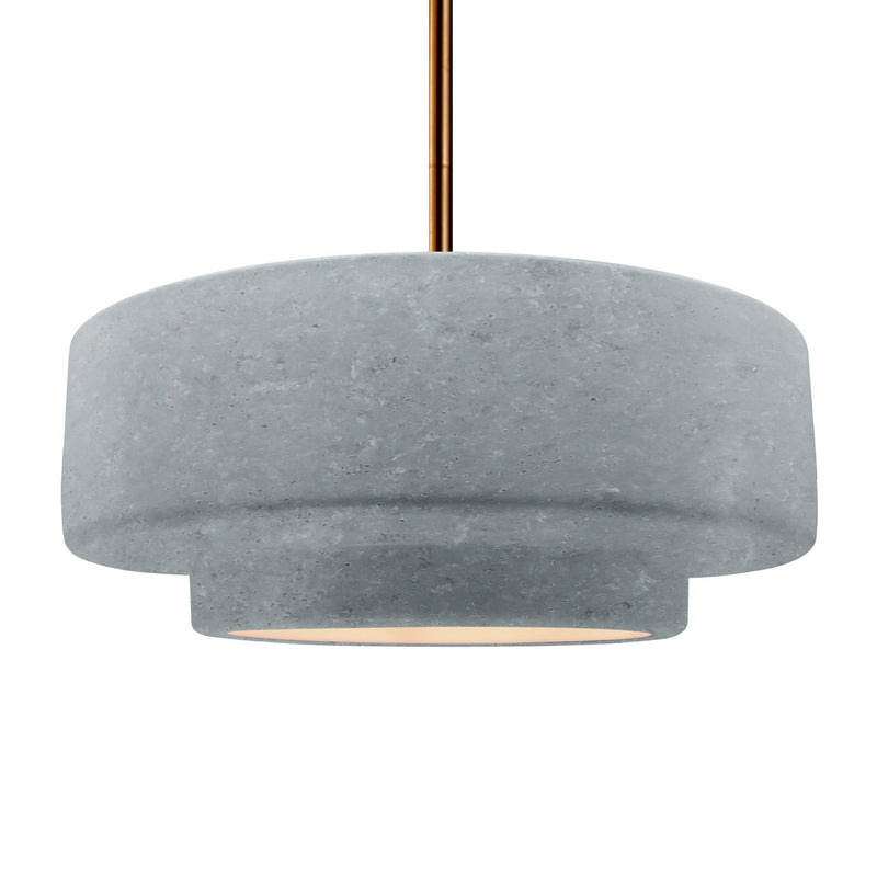 Justice Designs CER-6545-CONC-BRSS-RIGID One Light Pendant, Concrete