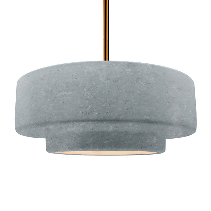 Justice Designs CER-6545-CONC-BRSS-RIGID One Light Pendant, Concrete