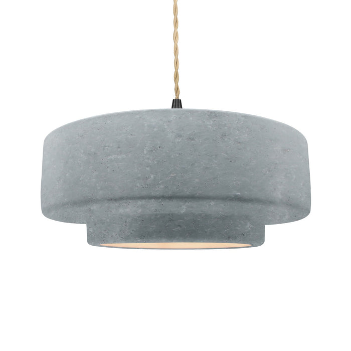 Justice Designs CER-6545-CONC-MBLK-BEIG-TWST One Light Pendant, Concrete