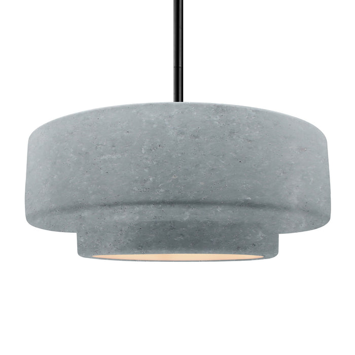 Justice Designs CER-6545-CONC-MBLK-RIGID One Light Pendant, Concrete