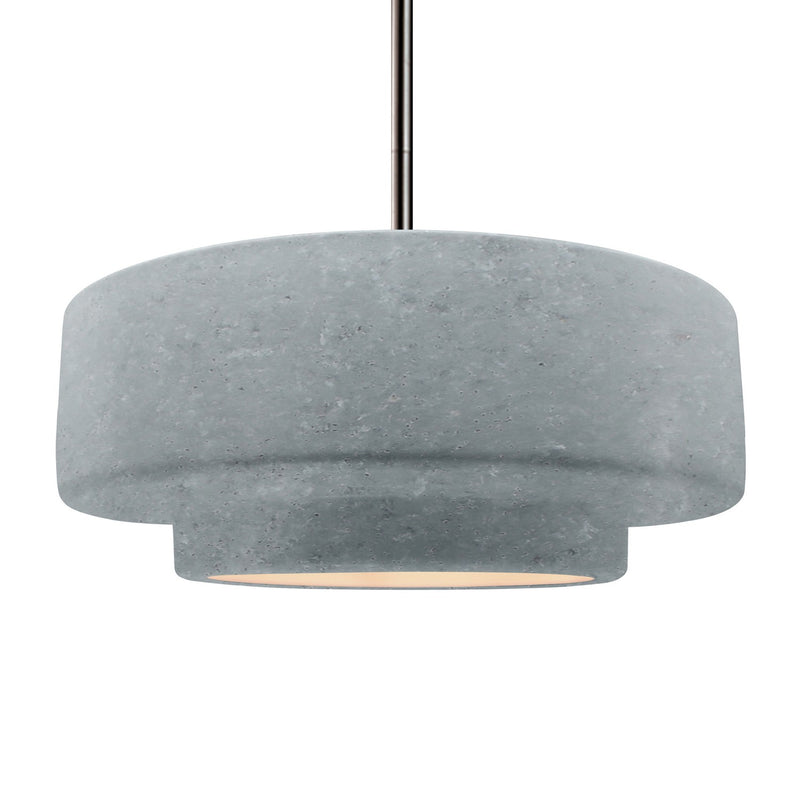Justice Designs CER-6545-CONC-NCKL-RIGID One Light Pendant, Concrete