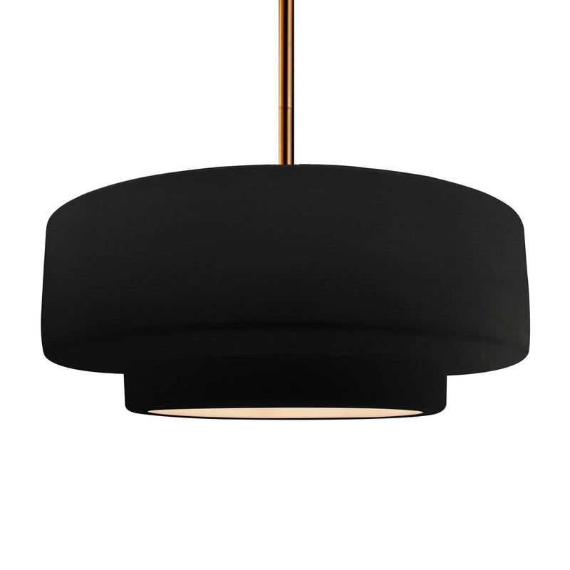 Justice Designs CER-6545-CRB-BRSS-RIGID One Light Pendant, Carbon - Matte Black