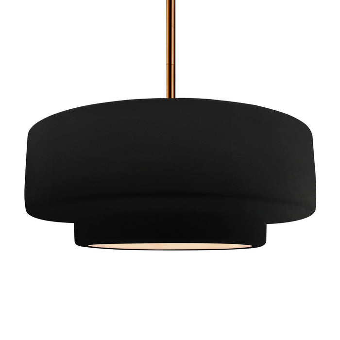 Justice Designs CER-6545-CRB-BRSS-RIGID One Light Pendant, Carbon - Matte Black
