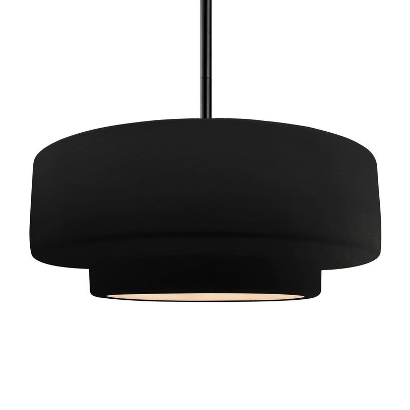 Justice Designs CER-6545-CRB-MBLK-RIGID One Light Pendant, Carbon - Matte Black