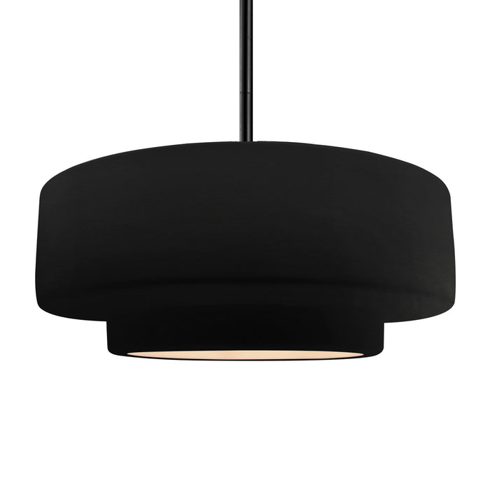 Justice Designs CER-6545-CRB-MBLK-RIGID One Light Pendant, Carbon - Matte Black