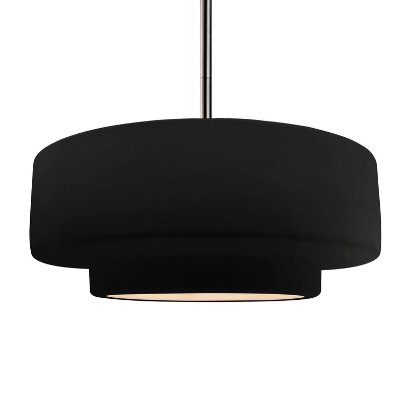 Justice Designs CER-6545-CRB-NCKL-RIGID One Light Pendant, Carbon - Matte Black