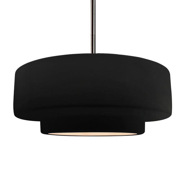 Justice Designs CER-6545-CRB-NCKL-RIGID One Light Pendant, Carbon - Matte Black