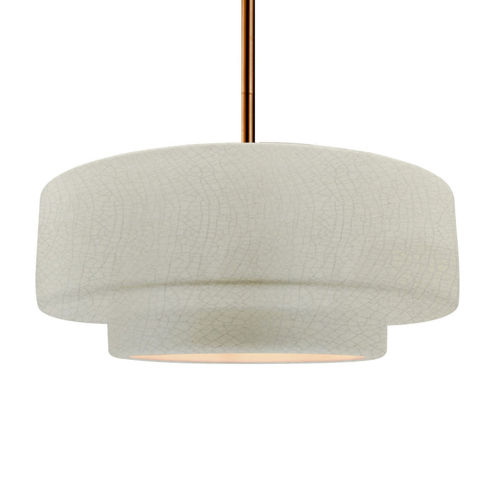 Justice Designs CER-6545-CRK-BRSS-RIGID One Light Pendant, White Crackle