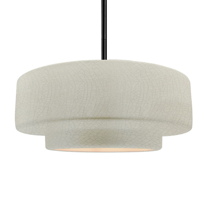 Justice Designs CER-6545-CRK-MBLK-RIGID One Light Pendant, White Crackle