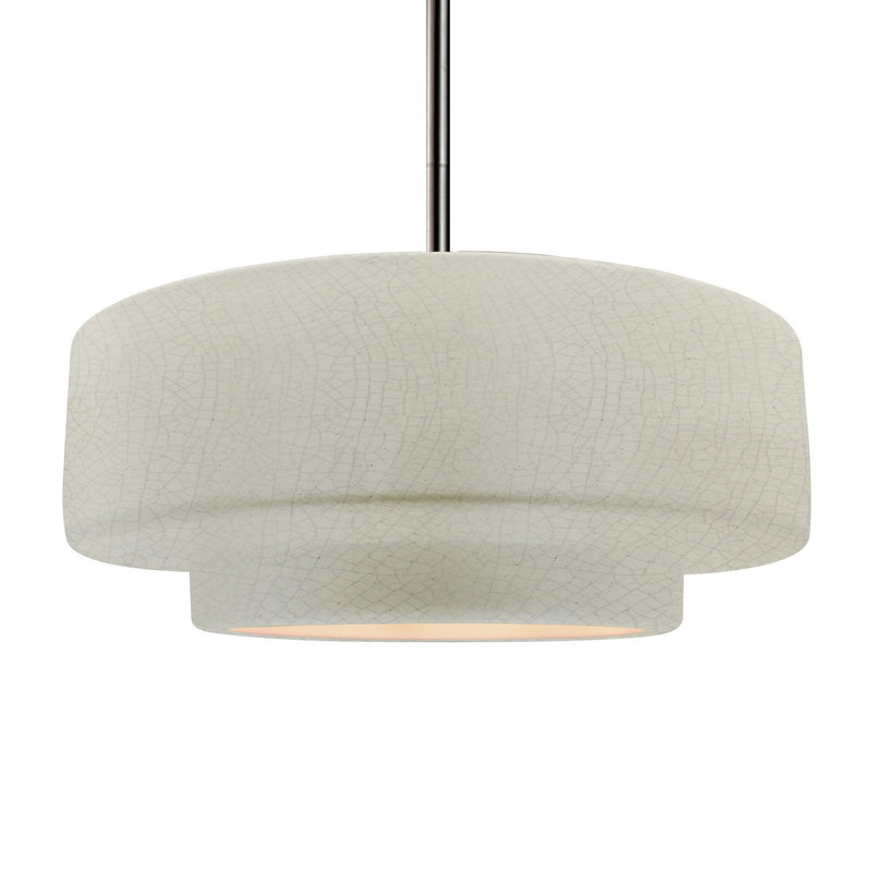 Justice Designs CER-6545-CRK-NCKL-RIGID One Light Pendant, White Crackle