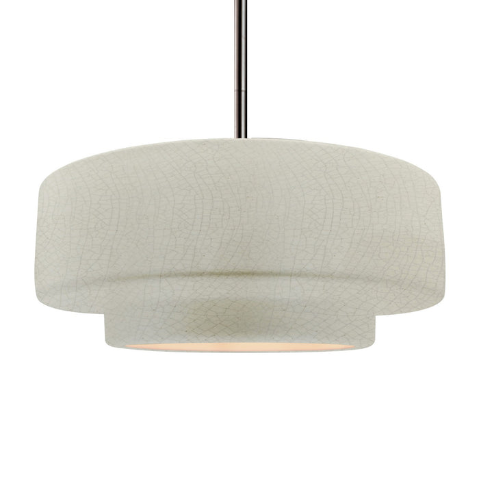 Justice Designs CER-6545-CRK-NCKL-RIGID One Light Pendant, White Crackle