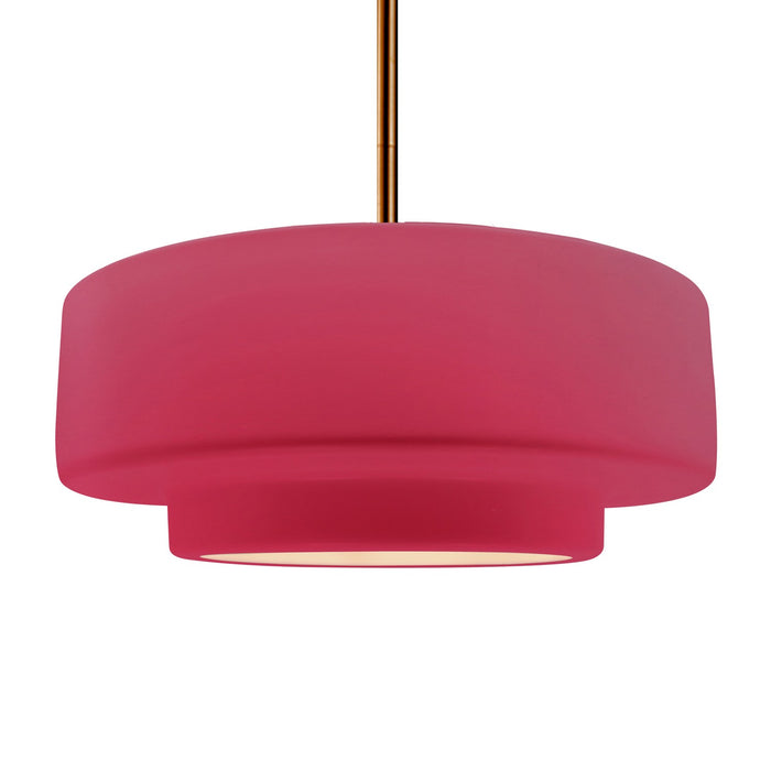 Justice Designs CER-6545-CRSE-BRSS-RIGID One Light Pendant, Cerise