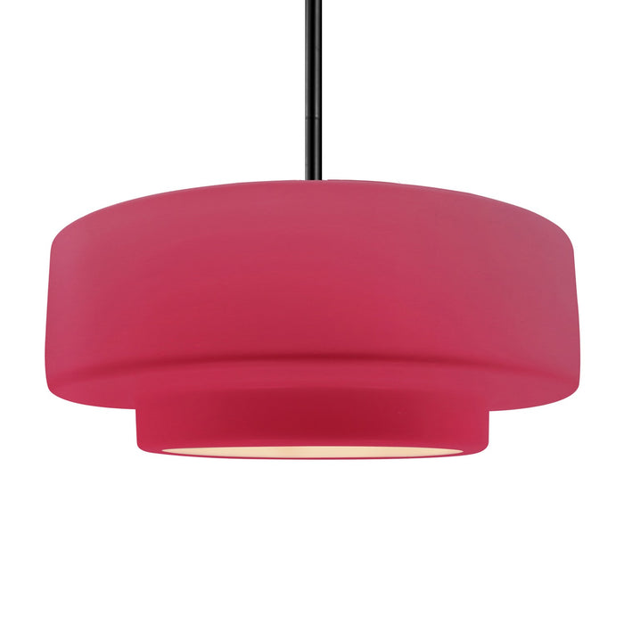 Justice Designs CER-6545-CRSE-MBLK-RIGID One Light Pendant, Cerise
