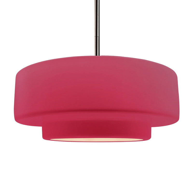 Justice Designs CER-6545-CRSE-NCKL-RIGID One Light Pendant, Cerise