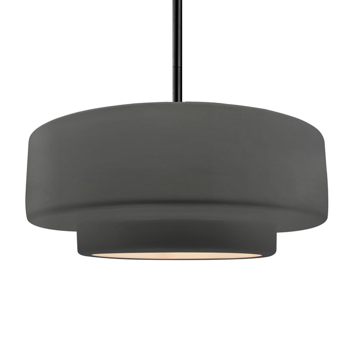 Justice Designs CER-6545-GRY-MBLK-RIGID One Light Pendant, Gloss Grey