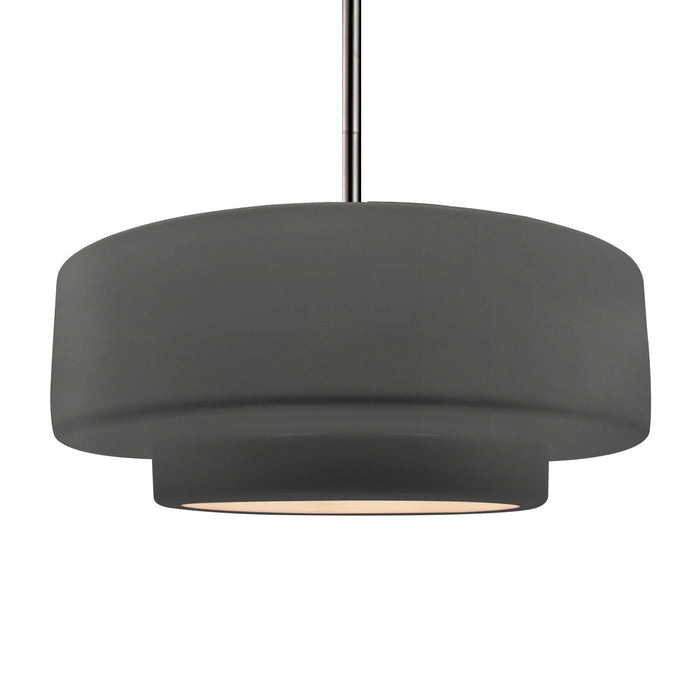 Justice Designs CER-6545-GRY-NCKL-RIGID One Light Pendant, Gloss Grey