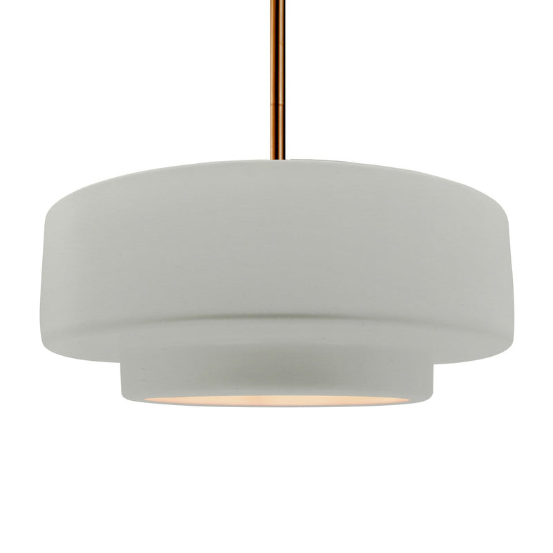 Justice Designs CER-6545-MAT-BRSS-RIGID One Light Pendant, Matte White
