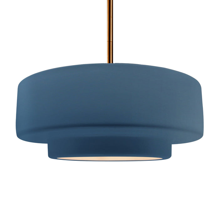 Justice Designs CER-6545-MDMT-BRSS-RIGID One Light Pendant, Midnight Sky w/ Matte White